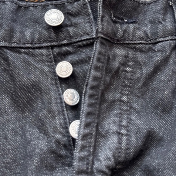 Levis 501 Original Fit Button Fly Straight Leg Denim Black Jeans Men 38x32 - Picture 5 of 7